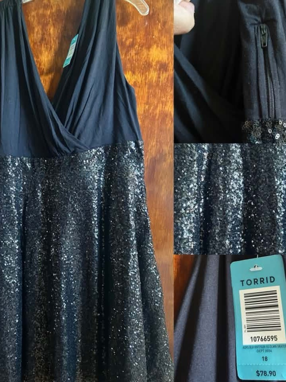 torrid Black Sequin Fit-and-Flare Dress
